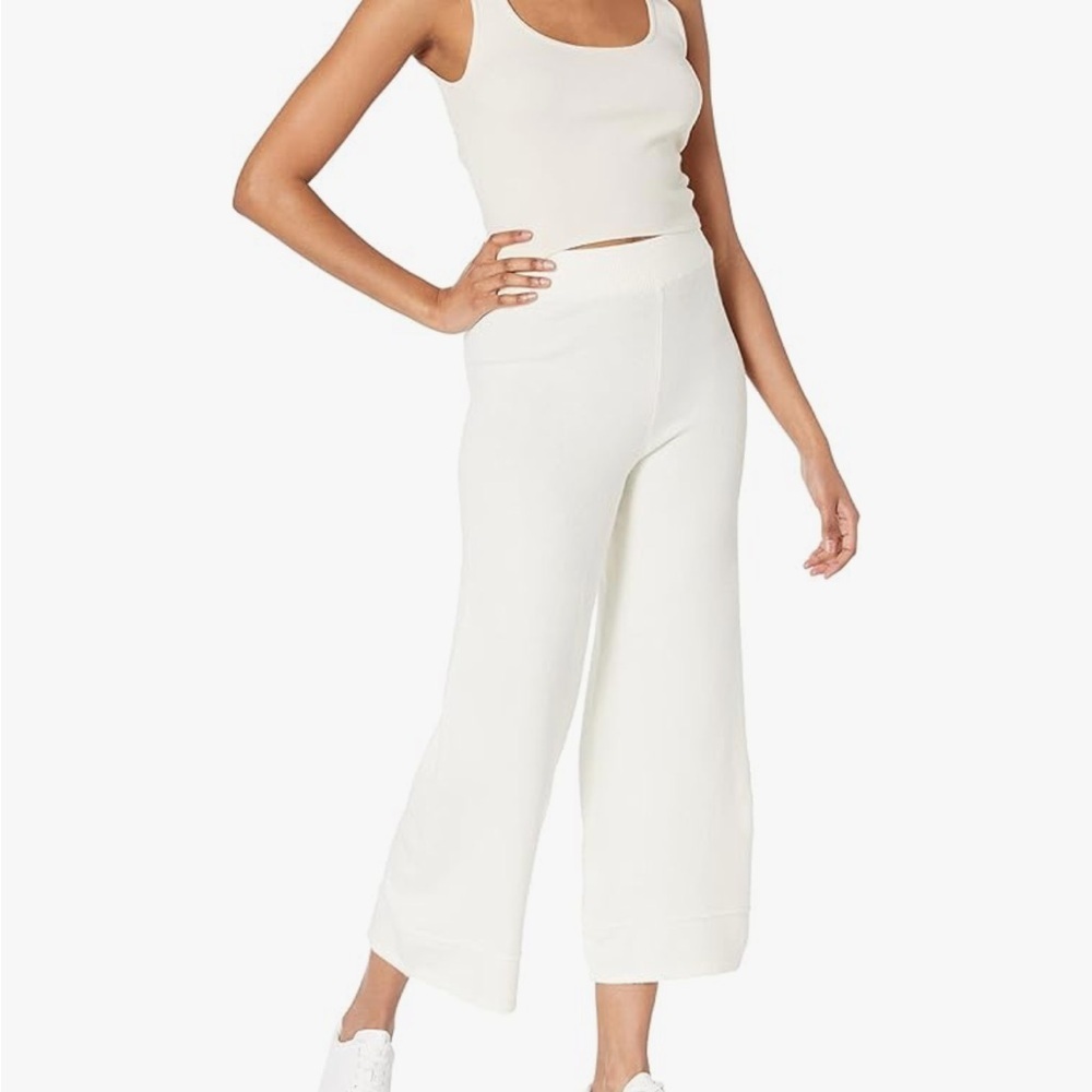 The Drop Bernadette Pull-on Loose-fit Cropped Sweater Pants Cream Sz 2X Women